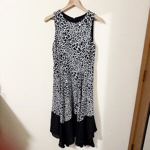 White House Black Market Womens Cheetah Print Dress Size 6 Hi-Low Animal Print